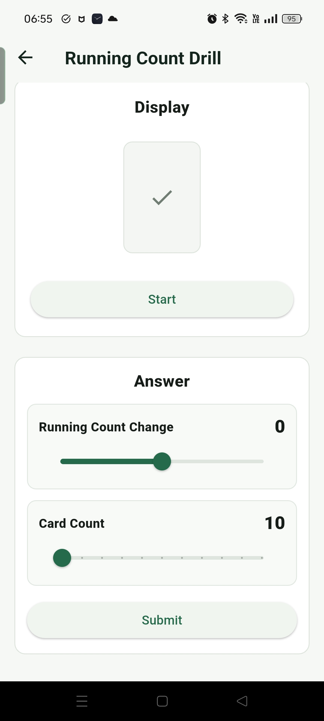 Running Count Drill answer screen